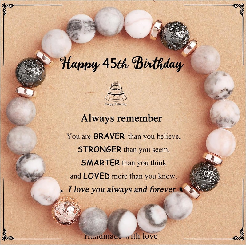 Yiyang 13th 16th 18th 21st 25th 30th 35th 40th 45th 50th 60th 65th 70th 75th 80th Birthday Gifts for Women, Natural Stone Bracelet Birthday Gifts for Women Mom Daughter Grandma Sister Coworker - Image 1